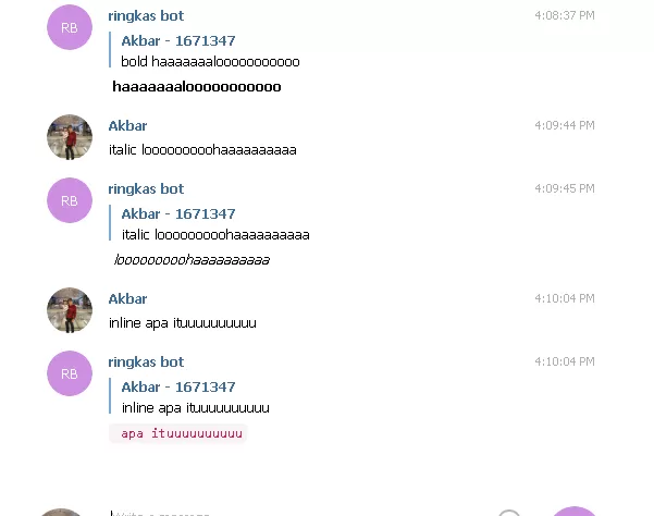 Bot Telegram Menggunakan Python - Teks Format 2