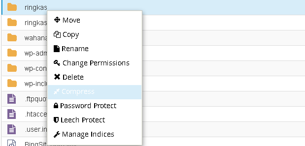compress folder di file manager