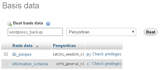 create database baru