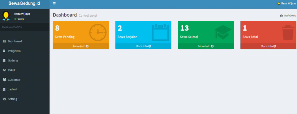 back end source code sistem informasi sewa gedung