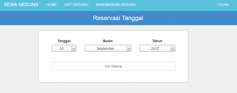 front end source code sistem informasi sewa gedung