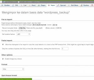 wordpress import sql file